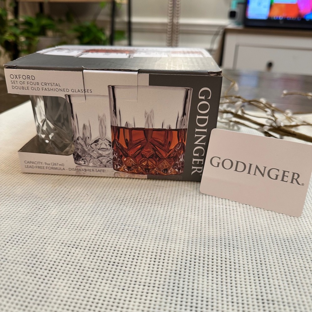 Godinger Oxford‎ Double Old-fashioned 4 Piece Crystal Glasses NEW